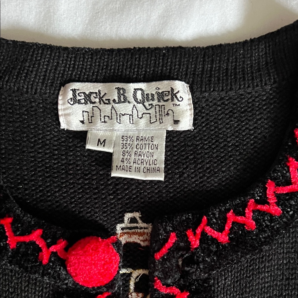 Black Cardigan with Thanksgiving Embroidery - Picture 4 of 10
